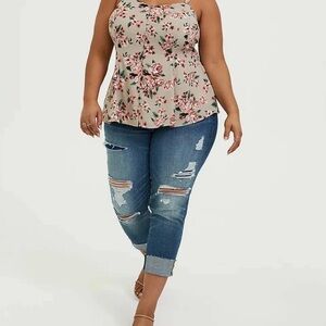 Torrid Taupe Floral Georgette Fit Flare Cami Top
